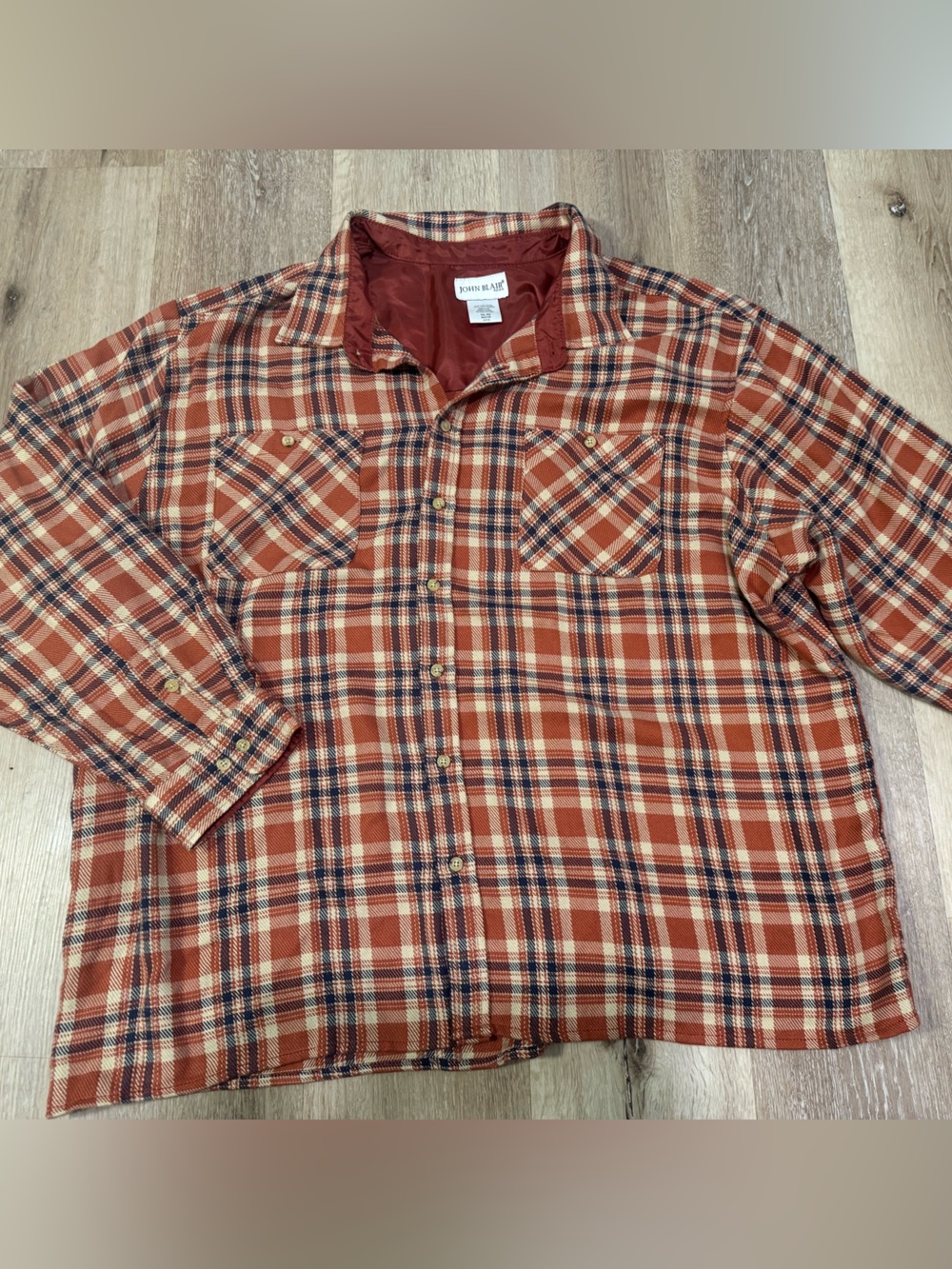 John Blair Rust Plaid Button-Up Shirt